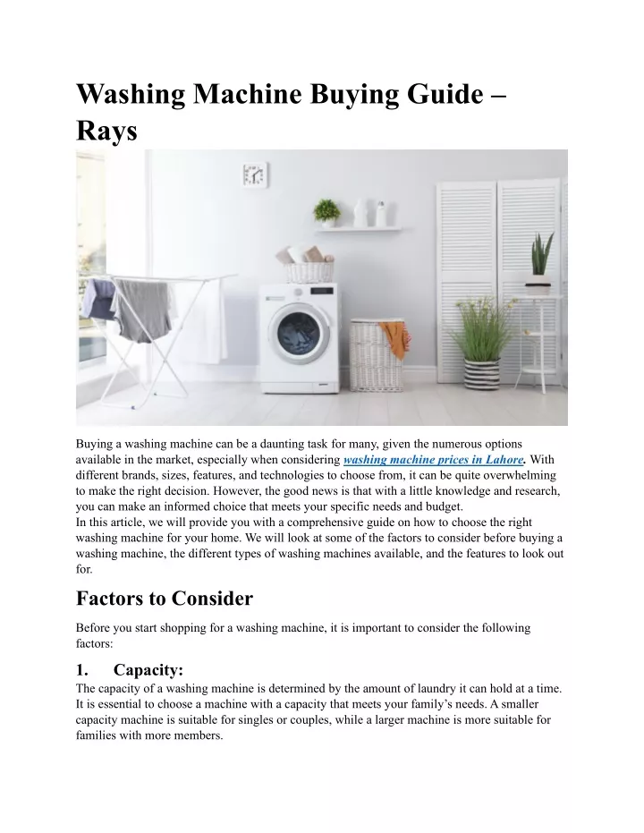 washing machine buying guide rays