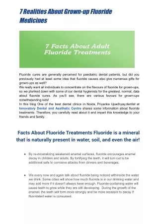 7 Facts About Adult Fluoride Treatments
