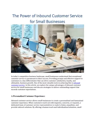 The Power of Inbound Customer Service for Small Businesses