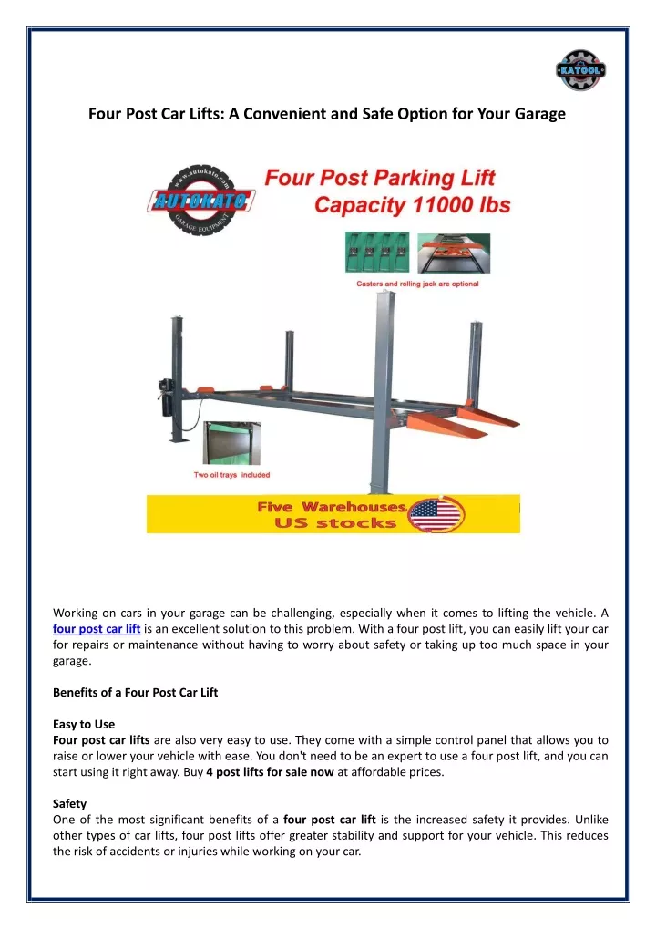 four post car lifts a convenient and safe option