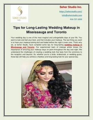 Tips for Long-Lasting Wedding Makeup in Mississauga and Toronto
