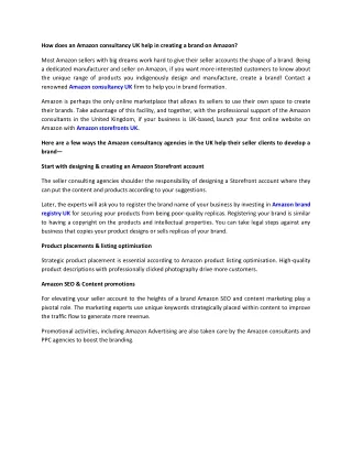 how does an amazon consultancy uk help