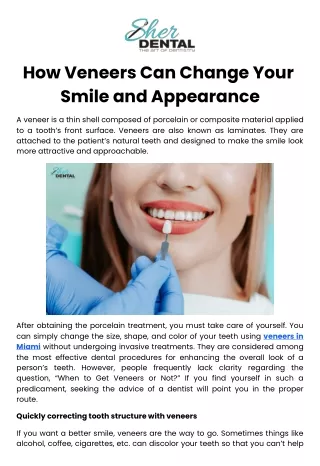 How Veneers Can Change Your Smile and Appearance