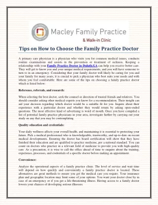 Tips on How to Choose the Family Practice Doctor