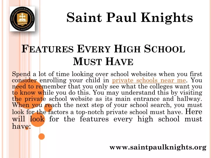 features every high school must have