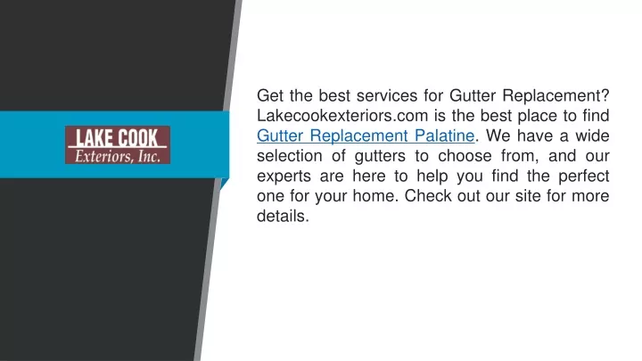 get the best services for gutter replacement