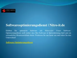 Softwareoptimierungsdienst  Nitro-it.de