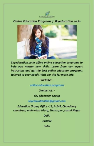 Online Education Programs  Skyeducation.co.in