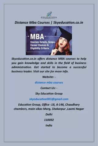 Distance Mba Courses  Skyeducation.co.in