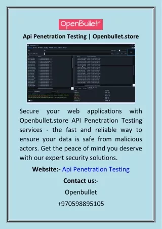 Api Penetration Testing  Openbullet.store