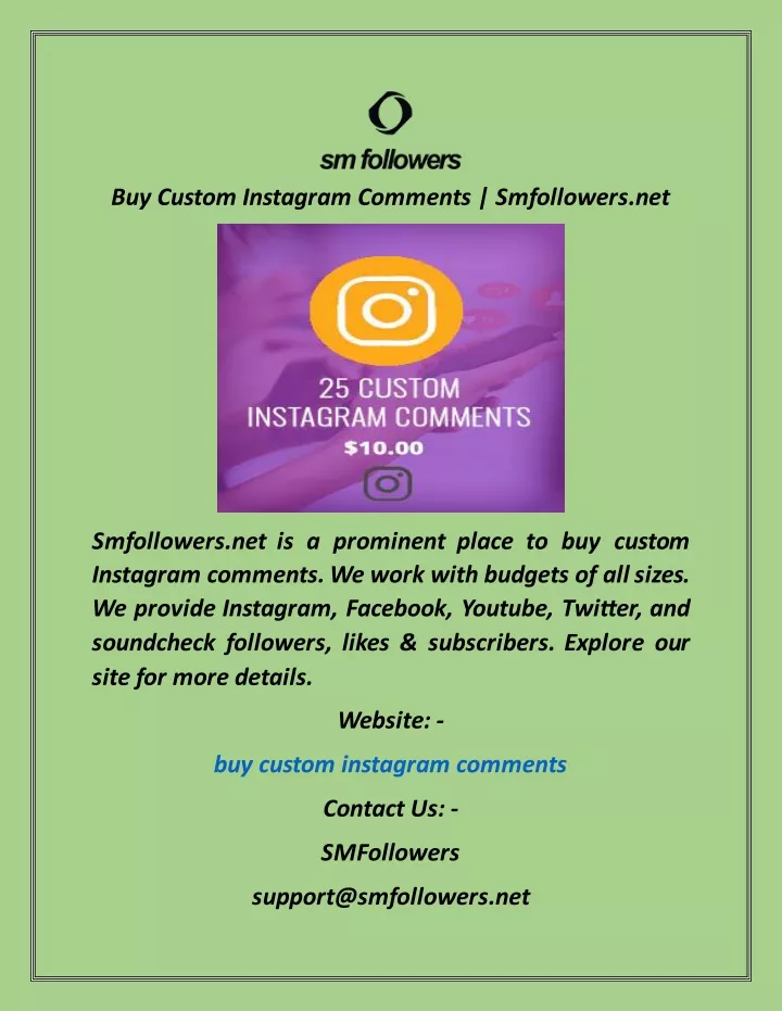 buy custom instagram comments smfollowers net