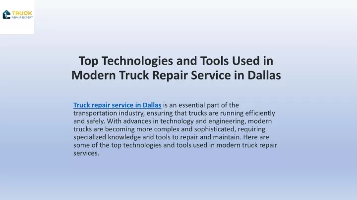 top technologies and tools used in modern truck repair service in dallas
