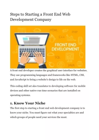 Steps to Starting a Front End Web Development Company
