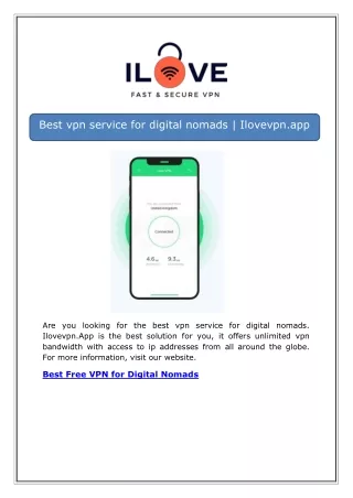 Best vpn service for digital nomads | Ilovevpn.app