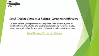 land grading services in raleigh