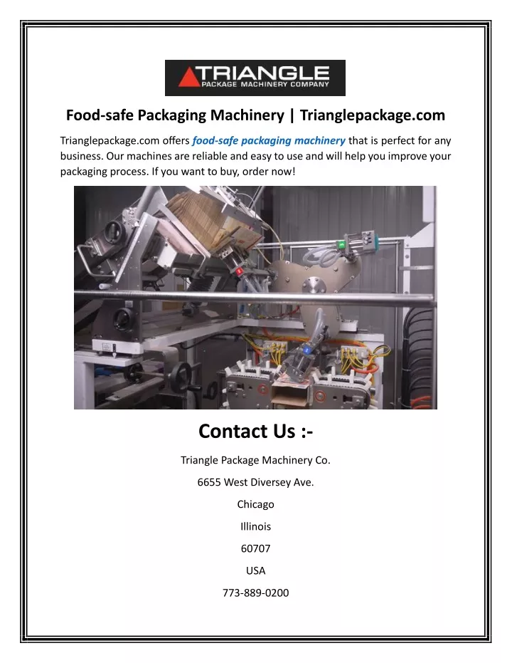 food safe packaging machinery trianglepackage com