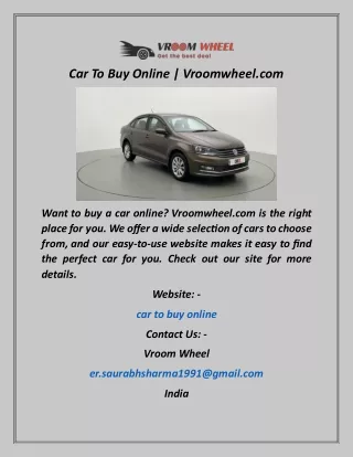 Car To Buy Online  Vroomwheel