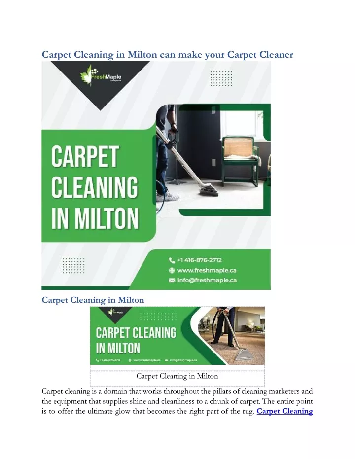 carpet cleaning in milton can make your carpet