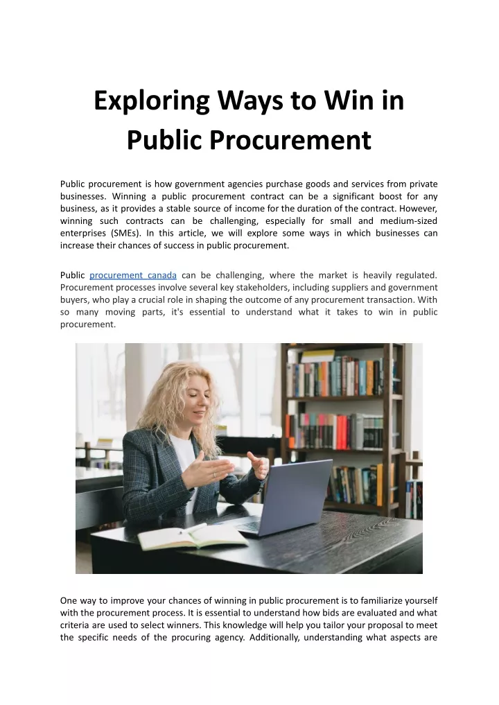 exploring ways to win in public procurement