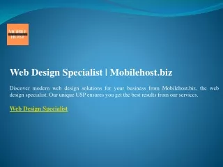 Web Design Specialist  Mobilehost.biz
