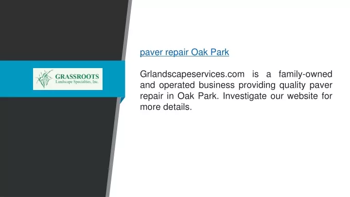 paver repair oak park grlandscapeservices