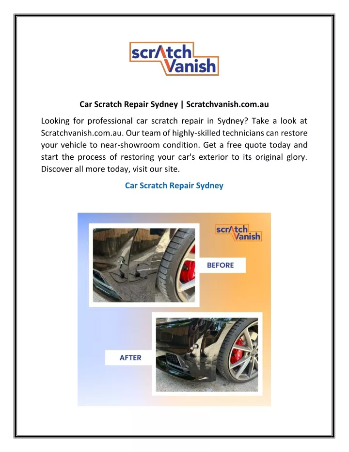 car scratch repair sydney scratchvanish com au