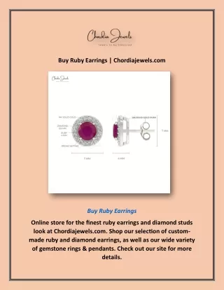 Buy Ruby Earrings | Chordiajewels.com