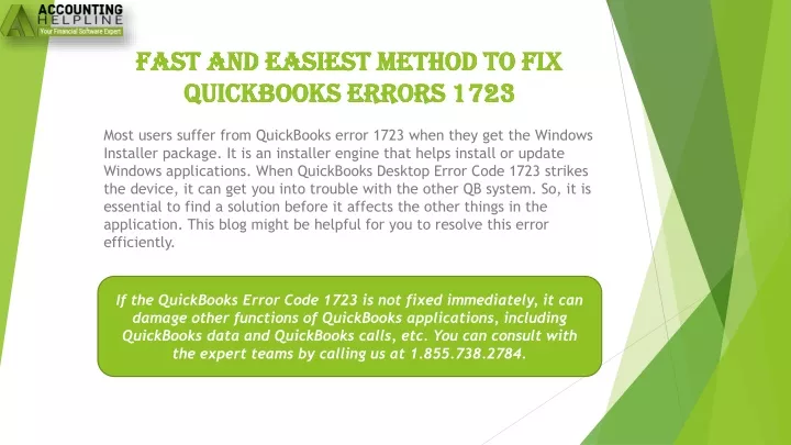fast and easiest method to fix quickbooks errors 1723