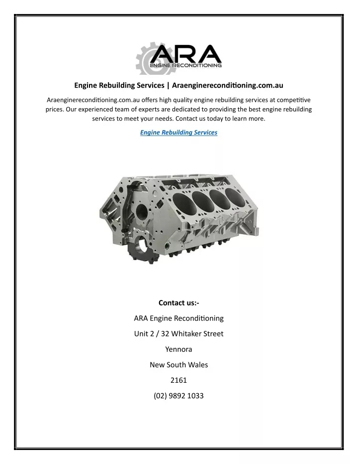 engine rebuilding services