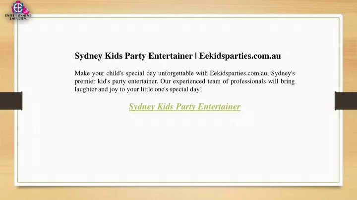 sydney kids party entertainer eekidsparties