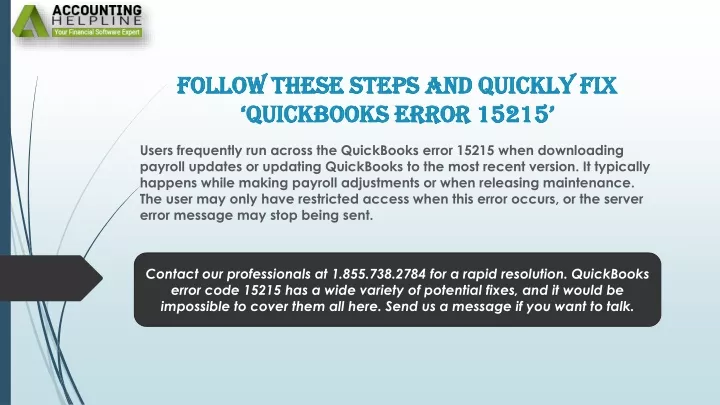 follow these steps and quickly fix quickbooks error 15215