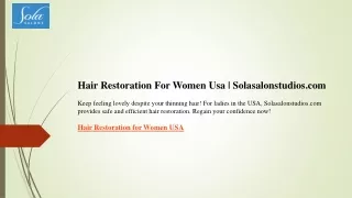 Hair Restoration For Women Usa  Solasalonstudios.com