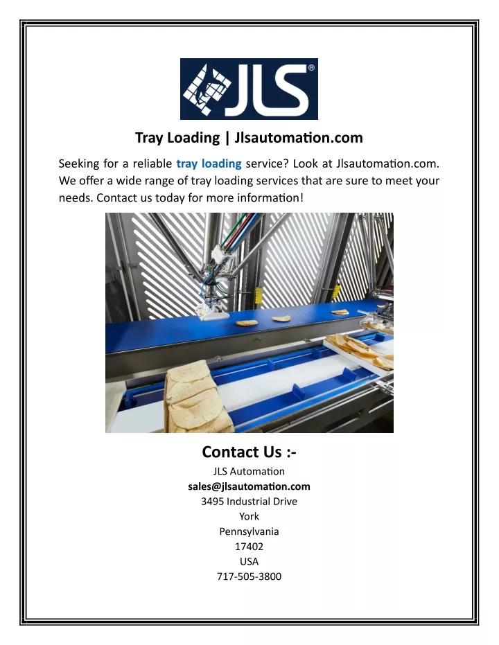 tray loading jlsautomation com