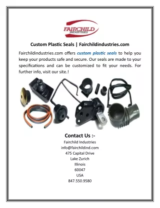 Custom Plastic Seals | Fairchildindustries.com