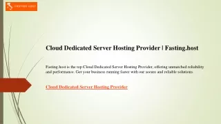 Cloud Dedicated Server Hosting Provider  Fasting.host