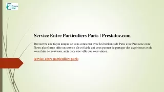 Service Entre Particuliers Paris  Prestatoc.com