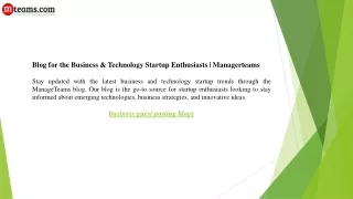 Blog for the Business & Technology Startup Enthusiasts Managerteams