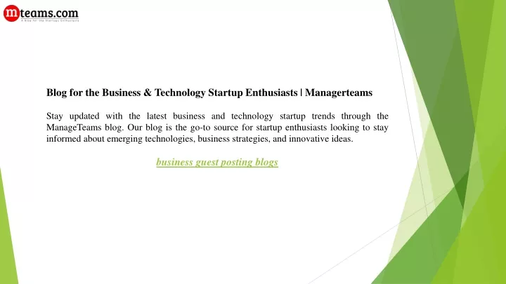 blog for the business technology startup