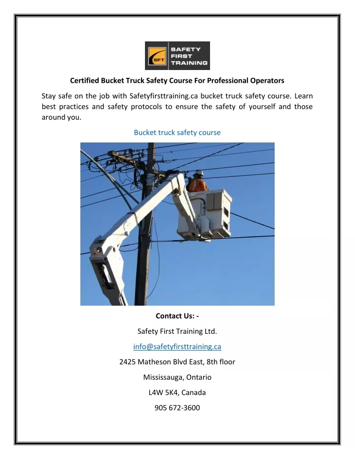 certified bucket truck safety course