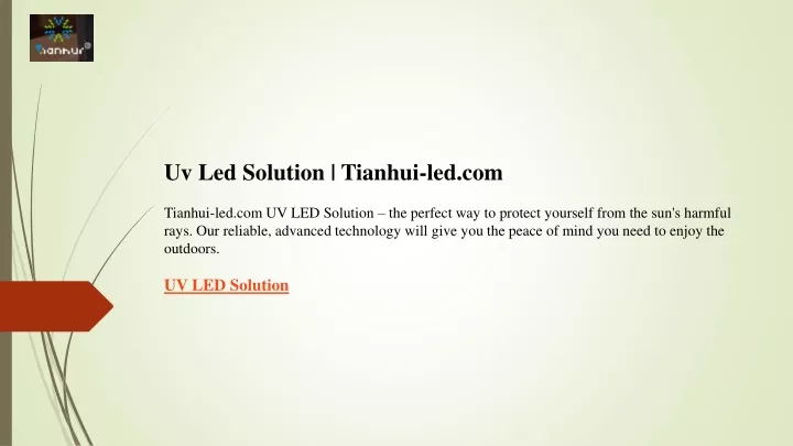 uv led solution tianhui led com tianhui