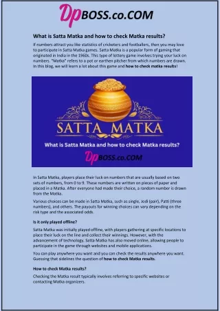 What is Satta Matka and how to check Matka results?