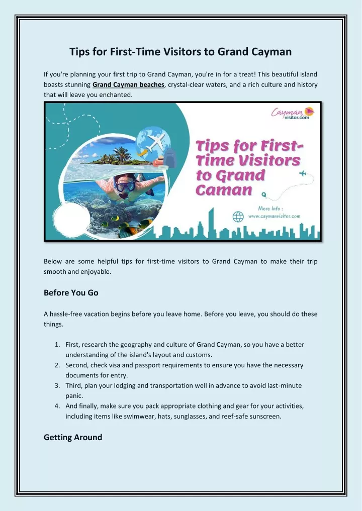 tips for first time visitors to grand cayman