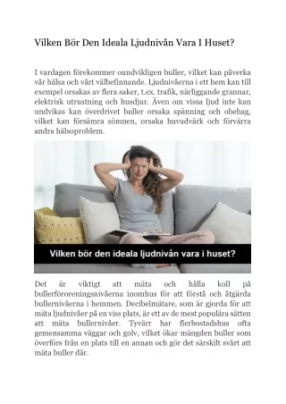 vilken b r den ideala ljudniv n vara i huset