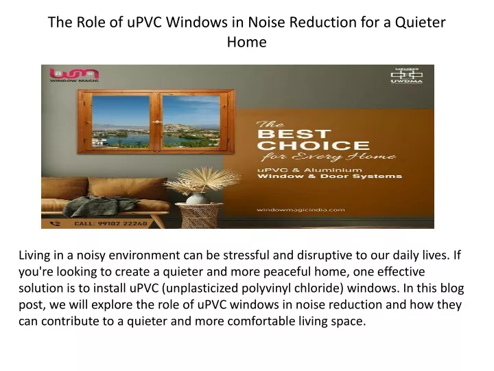 the role of upvc windows in noise reduction for a quieter home