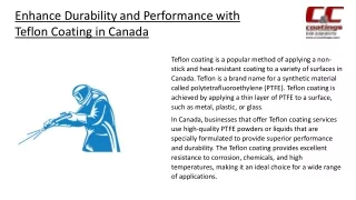 Enhance Durability and Performance with Teflon Coating in Canada