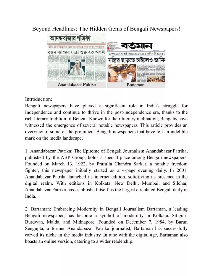 beyond headlines the hidden gems of bengali