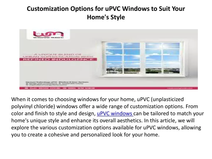 customization options for upvc windows to suit your home s style
