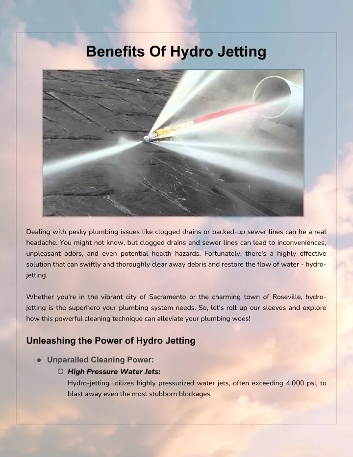benefits of hydro jetting