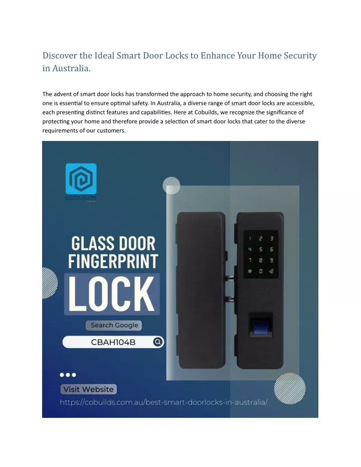 discover the ideal smart door locks to enhance