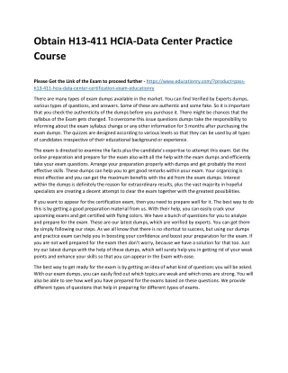 obtain h13 411 hcia data center practice course